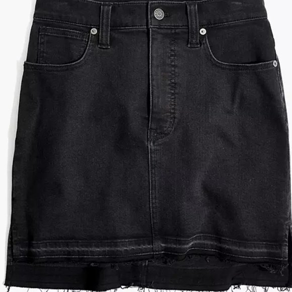 Madewell Step-Hem Stretch Jean Skirt, Washed Black, 26 - Picture 3 of 6